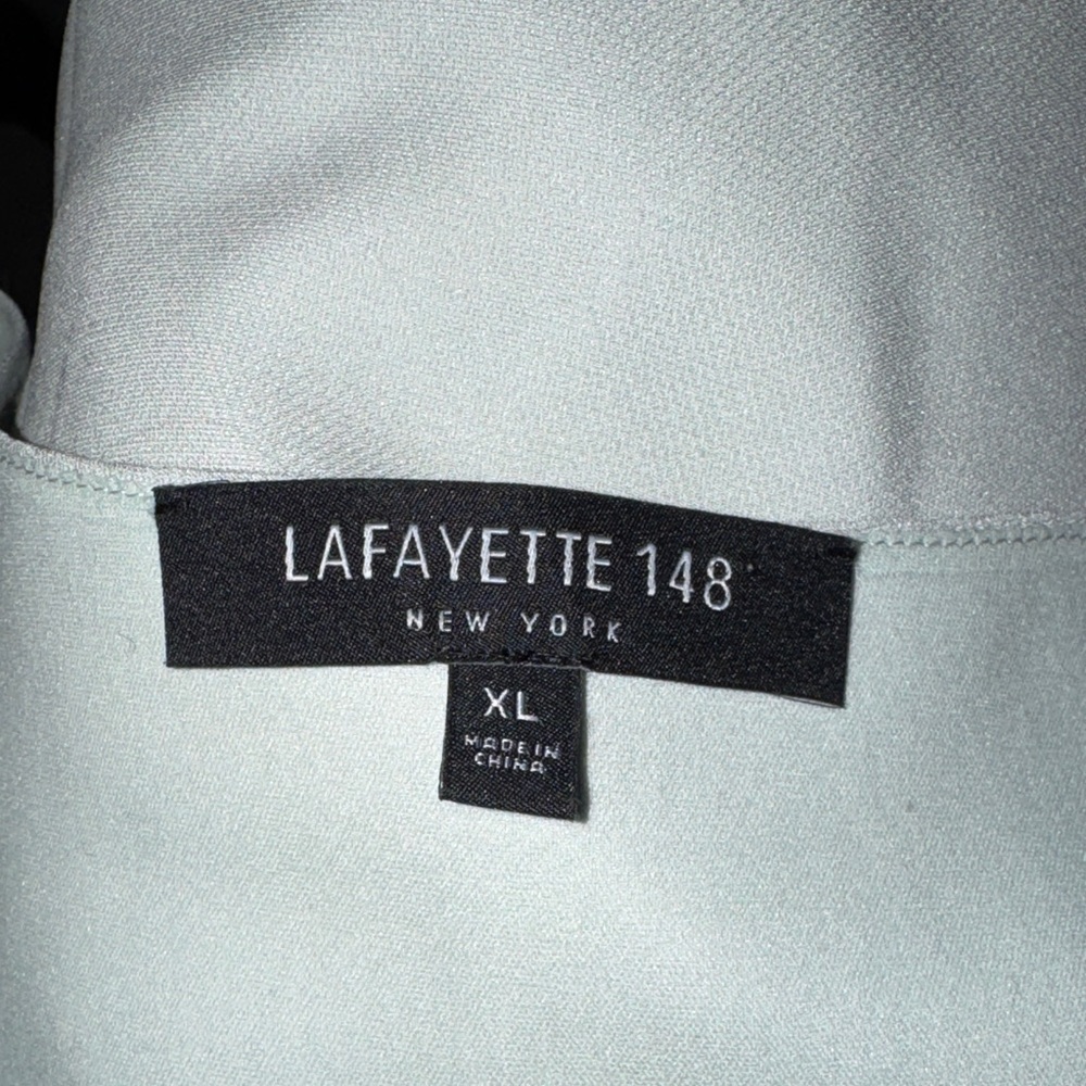 Lafayette 148 New York Light Green 100% Silk V-Neck Flowing Tunic - Picture 6 of 7